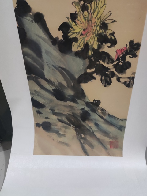 古玩字畫手工原裝原裱已故名家金石開 枝頭鳴禽拍賣，當前價格1388元