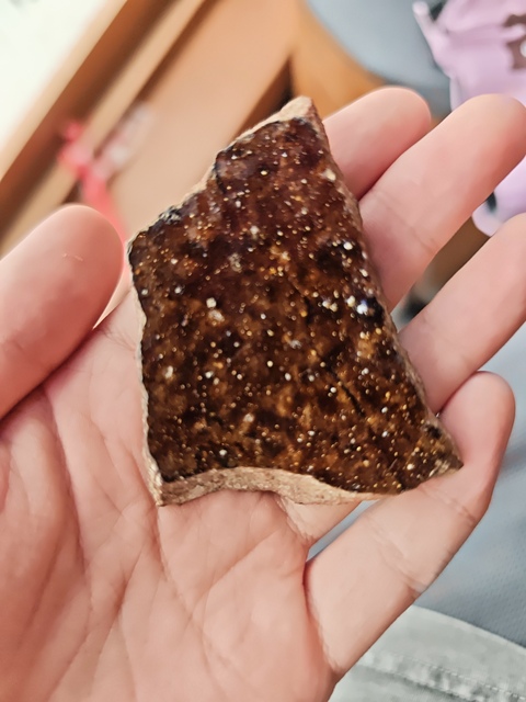 古玩陶瓷褐釉印花標本真品鑒賞圖