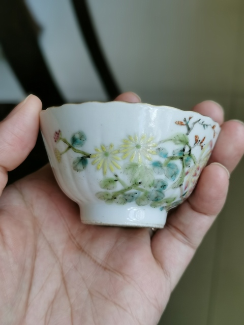 古玩陶瓷花鳥紋淺絳彩杯真品鑒賞圖