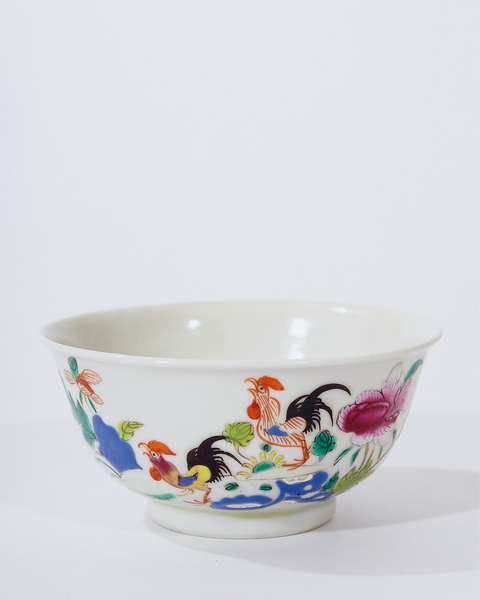 古玩陶瓷富貴大吉圖粉彩茶圓真品鑒賞圖