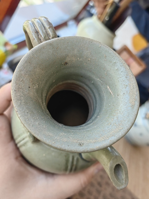 古玩陶瓷越窯青瓷執壺真品鑒賞圖