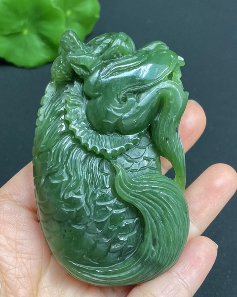 古玩玉器和田玉雕魚化龍把件(帶珠寶機構鑒定證書)拍賣,當前價格1500元