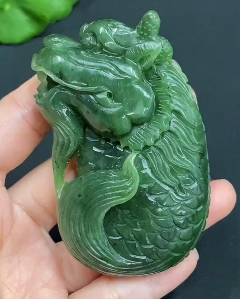 古玩玉器和田玉雕魚化龍把件(帶珠寶機構鑒定證書)拍賣,當前價格1500元