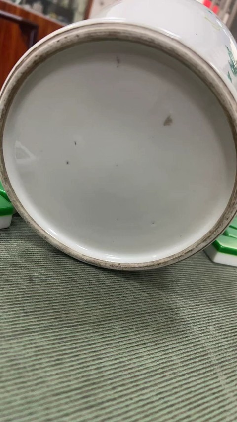 古玩陶瓷粉彩安居樂業圖觀音瓶真品鑒賞圖