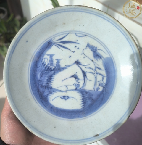 古玩陶瓷青花山水人物紋盤真品鑒賞圖