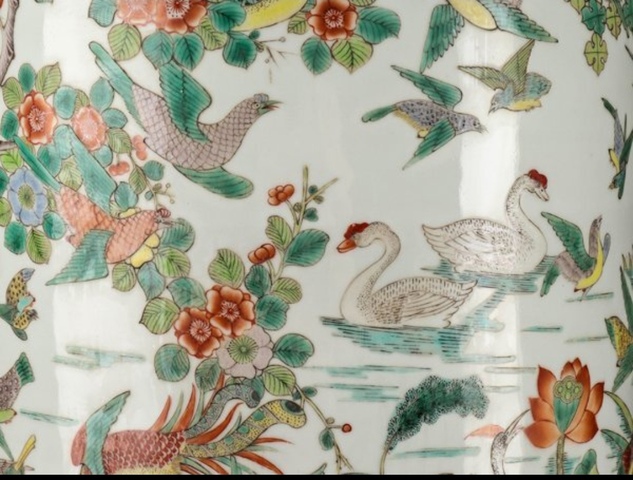 古玩陶瓷花鳥紋五彩棒槌瓶真品鑒賞圖