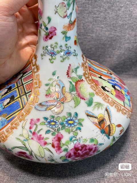 古玩陶瓷廣彩人物荸薺瓶真品鑒賞圖