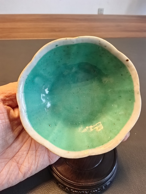 古玩陶瓷晚清松石綠粉彩花卉紋貢碗拍賣,當(dāng)前價(jià)格238元