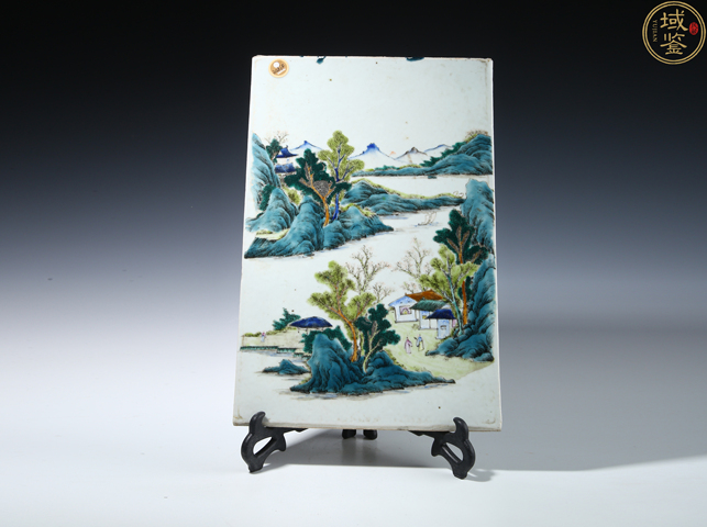古玩陶瓷粉彩山水人物瓷板真品鑒賞圖