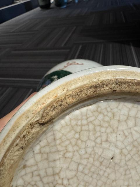 古玩陶瓷飄帶繡球獅子紋五彩觀音瓶真品鑒賞圖