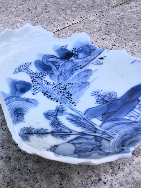 古玩陶瓷青花山水人物標本真品鑒賞圖