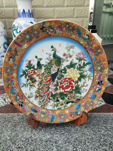 古玩陶瓷花鳥紋盤真品鑒賞圖