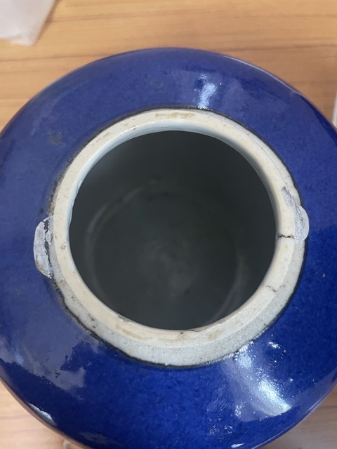 古玩陶瓷灑藍釉罐真品鑒賞圖