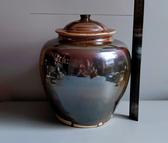 古玩陶瓷明代白胎窯變釉蓋罐拍賣,當前價格114元