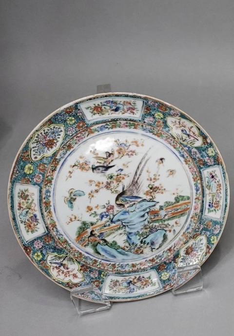 古玩陶瓷廣彩花鳥盤真品鑒賞圖