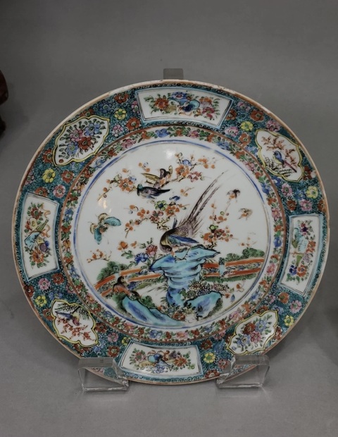 古玩陶瓷廣彩花鳥盤真品鑒賞圖