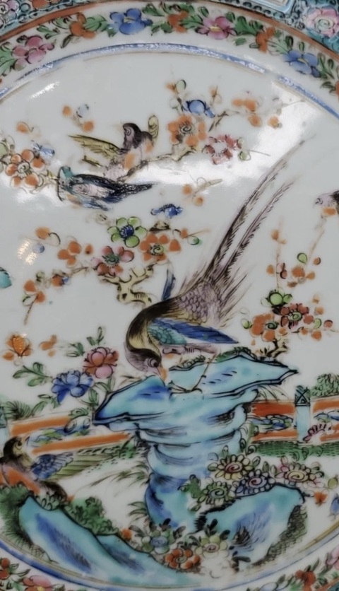 古玩陶瓷廣彩花鳥盤真品鑒賞圖