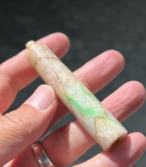 古玩玉器翡翠翎管真品鑒賞圖