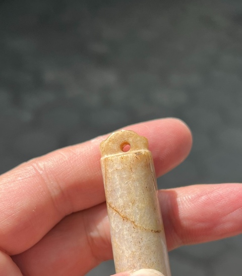 古玩玉器翡翠翎管真品鑒賞圖