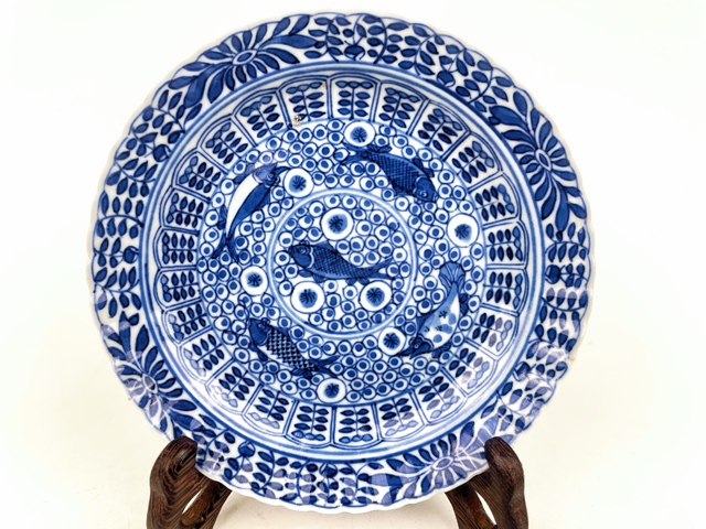 古玩陶瓷清光緒.鯉鱖鰱鳙魚紋盤拍賣，當前價格198元