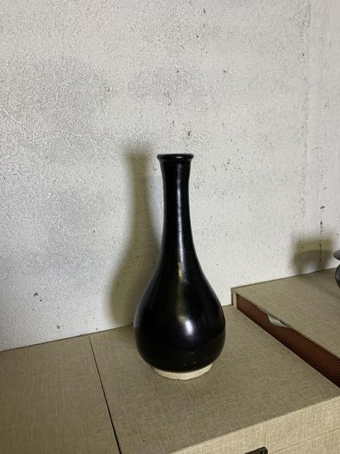 古玩陶瓷黑釉長(zhǎng)頸瓶真品鑒賞圖