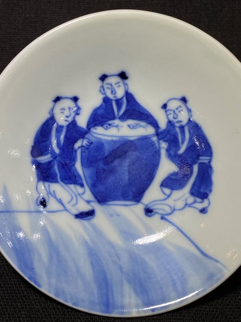 古玩陶瓷嬰戲紋青花盤真品鑒賞圖