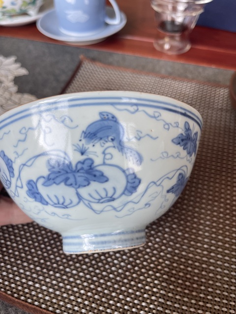 古玩陶瓷青花松鼠葡萄紋蓮子碗真品鑒賞圖