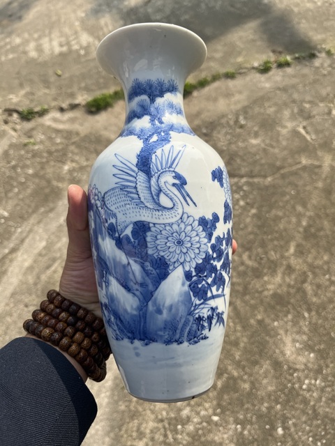古玩陶瓷民國松鶴延年青花瓶拍賣,當前價格5500元