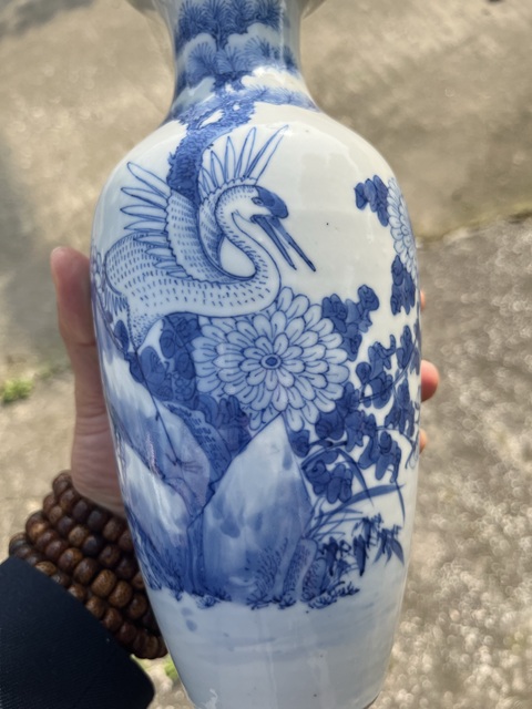 古玩陶瓷民國松鶴延年青花瓶拍賣,當前價格5500元