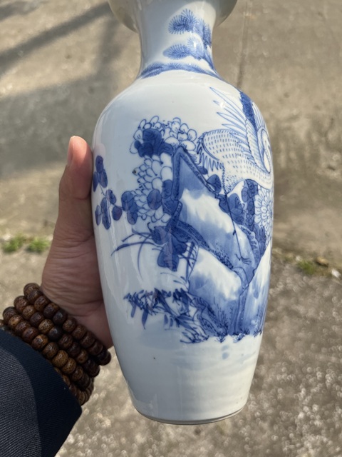 古玩陶瓷民國松鶴延年青花瓶拍賣,當前價格5500元