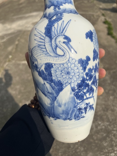 古玩陶瓷民國松鶴延年青花瓶拍賣,當前價格5500元