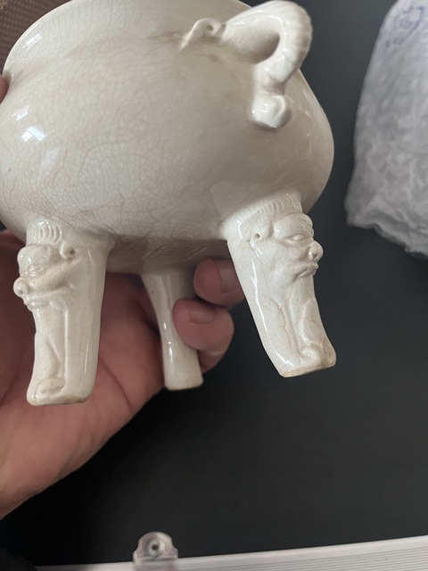 古玩陶瓷明早期白釉香爐真品鑒賞圖