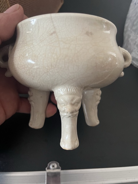 古玩陶瓷明早期白釉香爐真品鑒賞圖