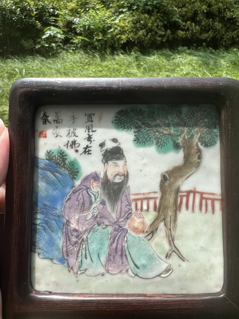 古玩陶瓷粉彩人物故事瓷板真品鑒賞圖