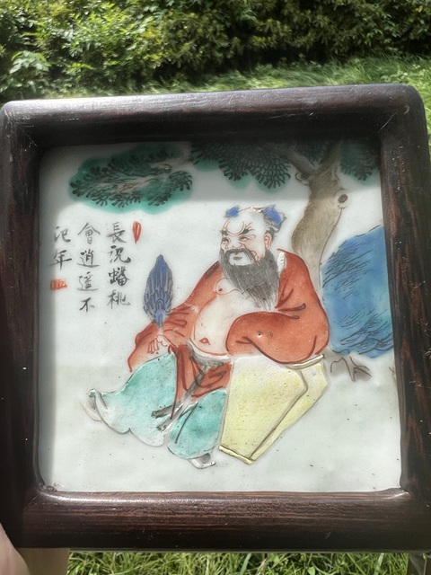 古玩陶瓷粉彩人物故事瓷板真品鑒賞圖