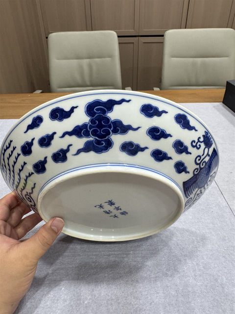 古玩陶瓷青花鸞鳳和鳴盤真品鑒賞圖