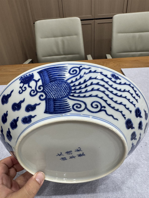古玩陶瓷青花鸞鳳和鳴盤真品鑒賞圖