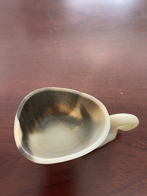 古玩玉器當代·和田玉雕花鳥紋鵝首杯 真品鑒賞圖