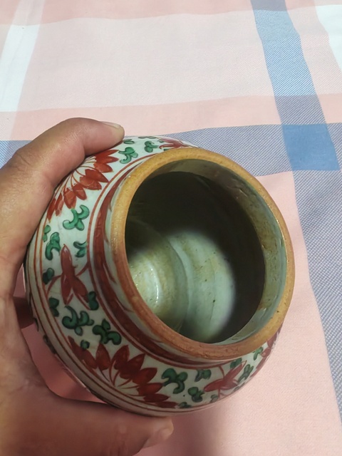 古玩陶瓷五彩花間獅子紋罐真品鑒賞圖