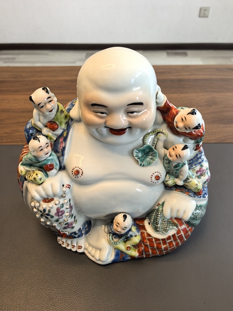 古玩陶瓷民國·粉彩五子登科彌勒佛塑像 真品鑒賞圖