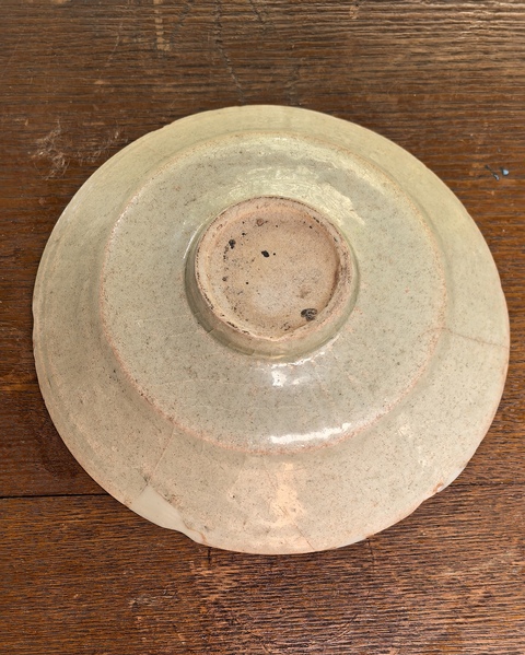 古玩陶瓷刻花蓖紋影青折腰盤真品鑒賞圖
