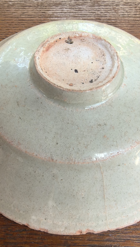 古玩陶瓷刻花蓖紋影青折腰盤真品鑒賞圖