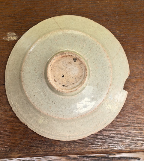 古玩陶瓷刻花蓖紋影青折腰盤真品鑒賞圖