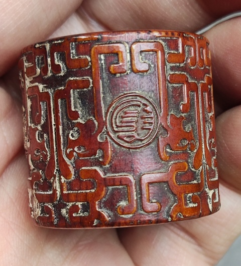古玩字畫(huà)清  骨質(zhì)淺浮雕班指真品鑒賞圖