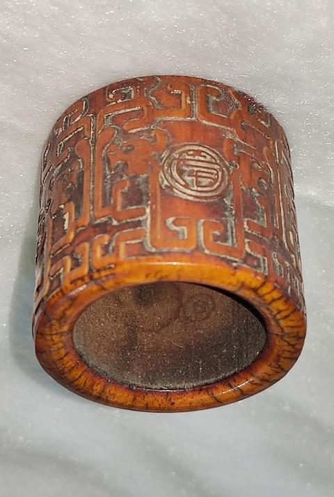 古玩字畫(huà)清  骨質(zhì)淺浮雕班指真品鑒賞圖