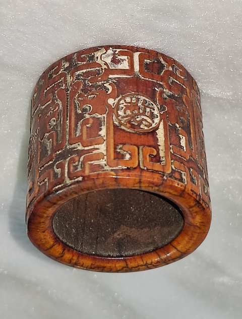 古玩字畫(huà)清  骨質(zhì)淺浮雕班指真品鑒賞圖