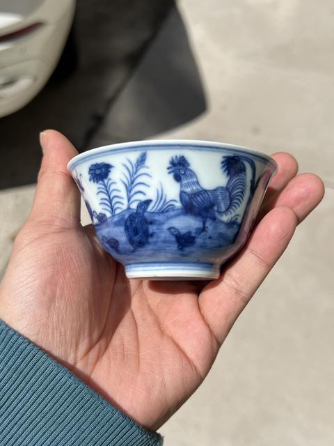 古玩陶瓷嘉慶青花詩文杯真品鑒賞圖