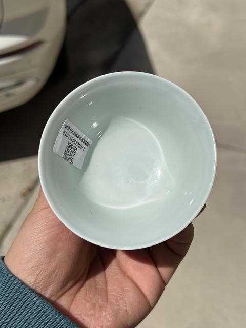 古玩陶瓷嘉慶青花詩文杯真品鑒賞圖