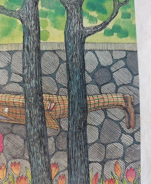 古玩字畫幾米水彩畫人物鏡片真品鑒賞圖
