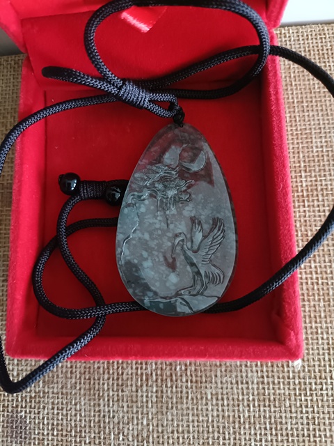 古玩玉器精品雪花棉天然翡翠雕刻松鶴延年紋飾掛件（正冰種）拍賣，當前價格1980元